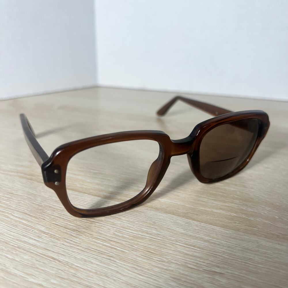Vintage USS 4 1/2-5 3/4 Eyeglasses Sunglasses Brown Unisex Frame Military 50-22